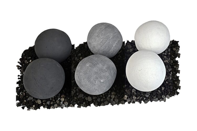 Athena 6 inch cannonballs, a group of large round accent balls for a fire feature, CB6-4 series