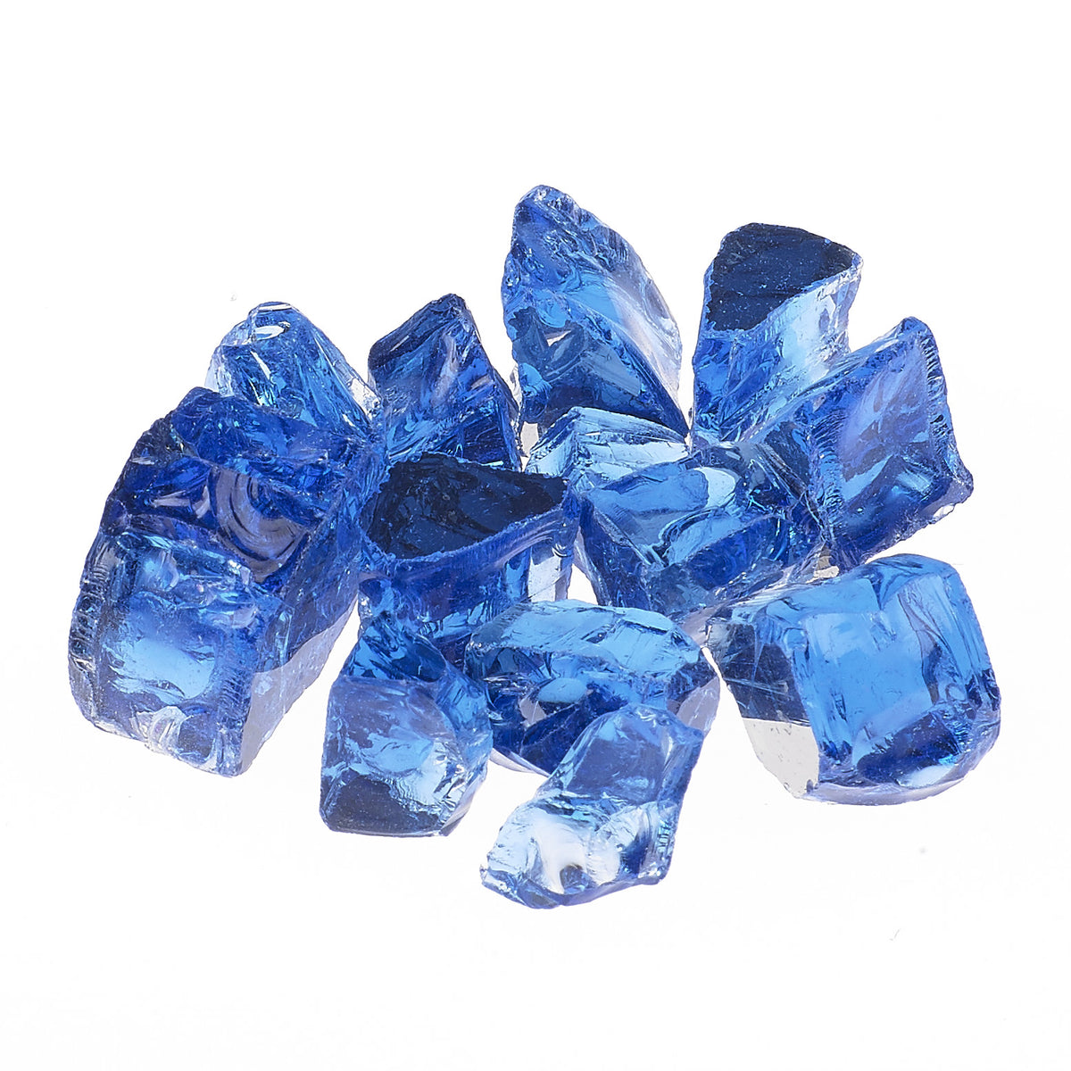 Athena 1/2 inch reflective fire glass in Poseidon Blue, model RFG-10-PB