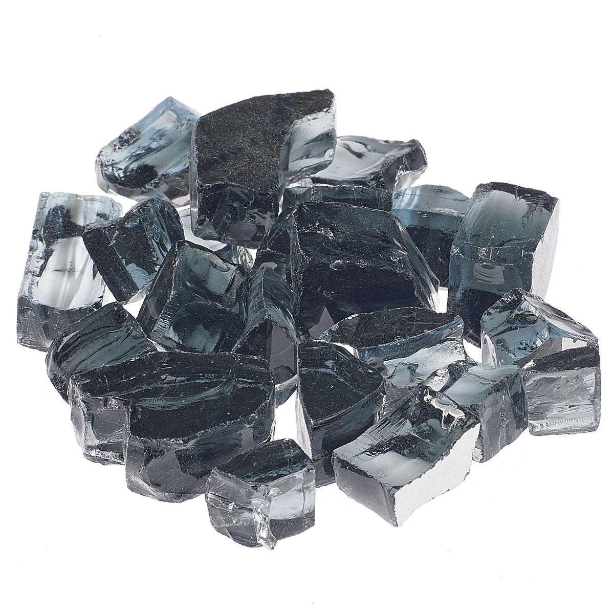 Athena 1/2 inch reflective fire glass in Vesper Black, model RFG-10-VB