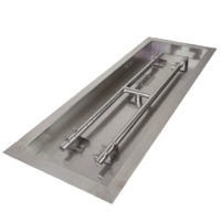 Athena stainless steel drop-in rectangle pan with H-burner for gas fire features, DIP-REC series