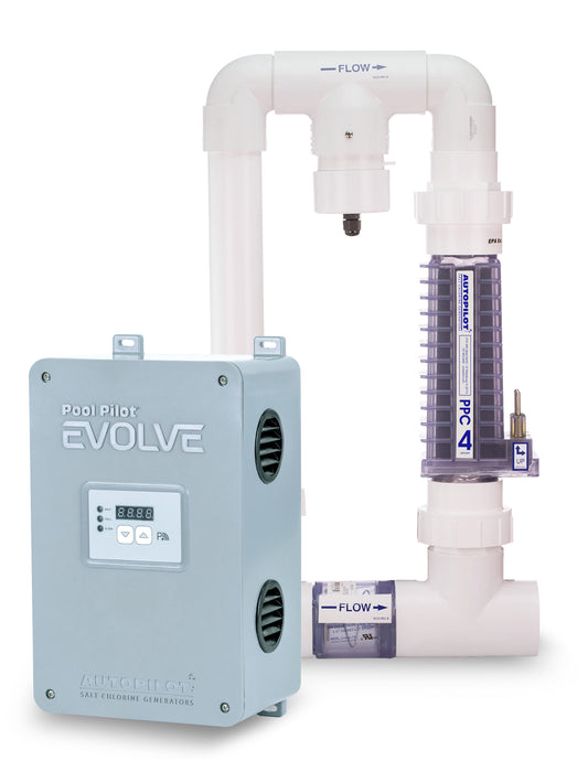 Pool Pilot Evolve CPB0008A salt chlorine generator system with PPM4 manifold and PPC4 salt cell