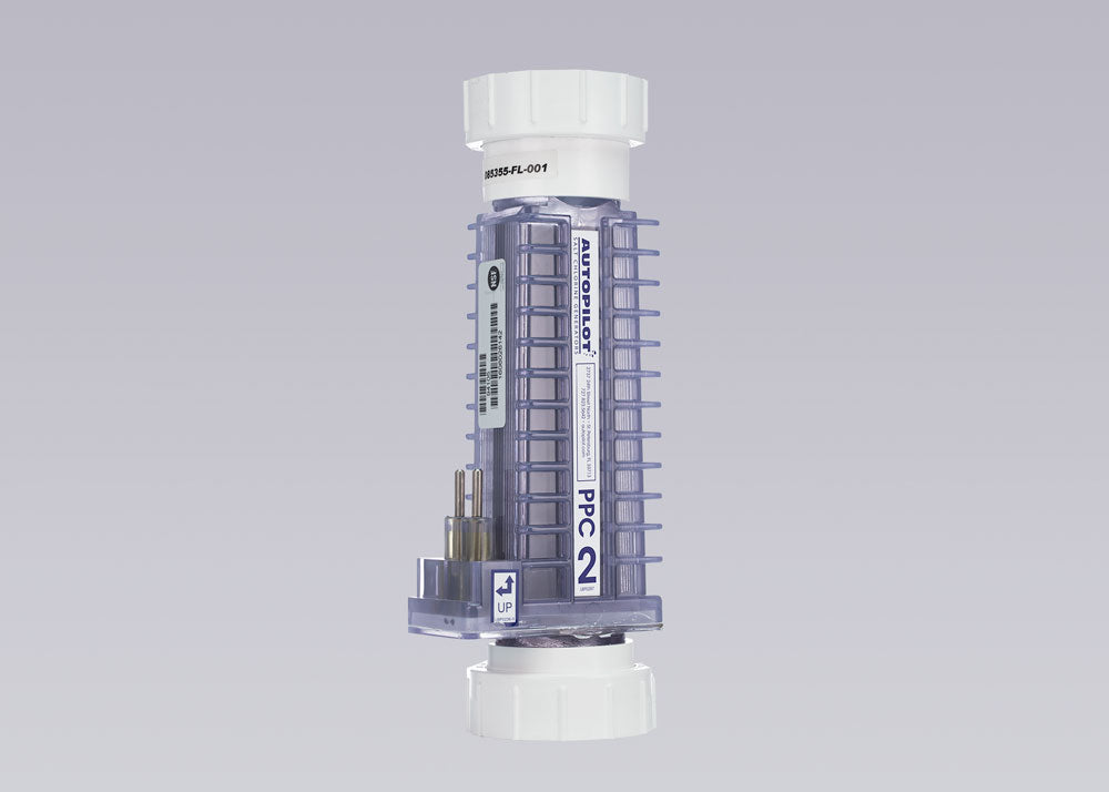 Vertical view of AutoPilot PPC2 replacement salt cell for Pool Pilot salt chlorine generator system