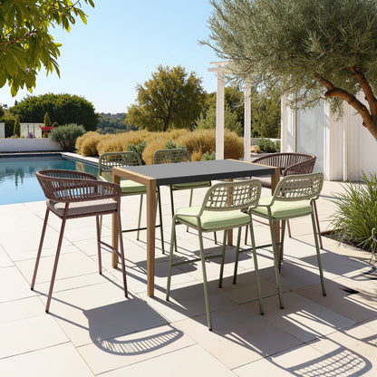 Rio Outdoor Patio Barstool, Set of 2, Green