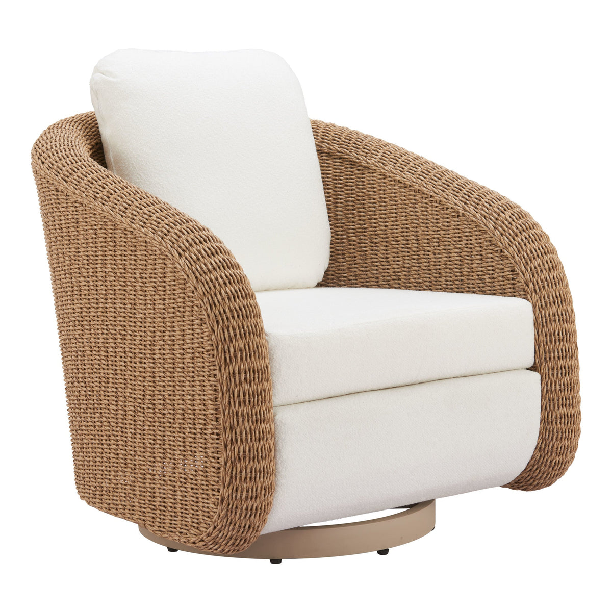 Solara Outdoor Patio Swivel Chair, Ivory