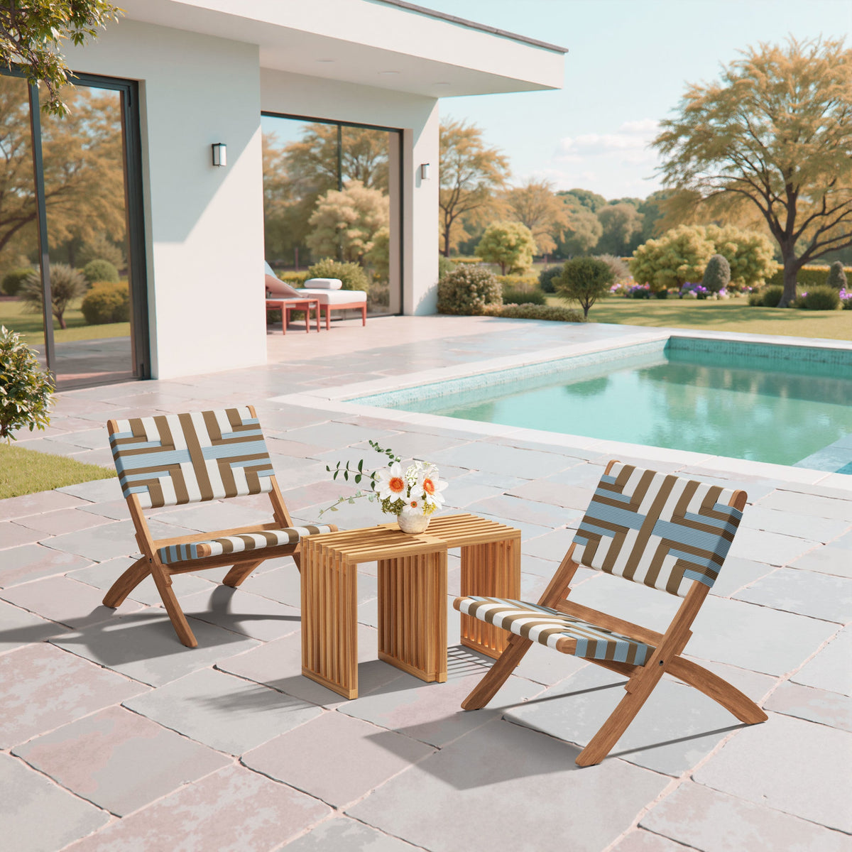 Riviera Outdoor Patio Extendable Stool, Set of 2, Natural