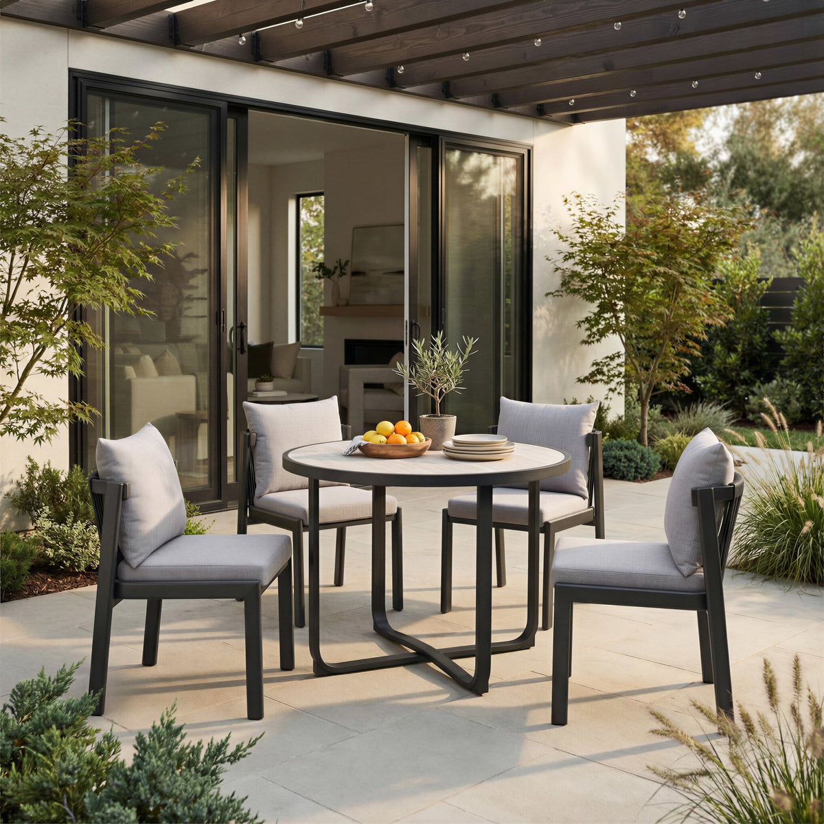 Horizon Outdoor Patio Dining Chair, Set of 2, Gray