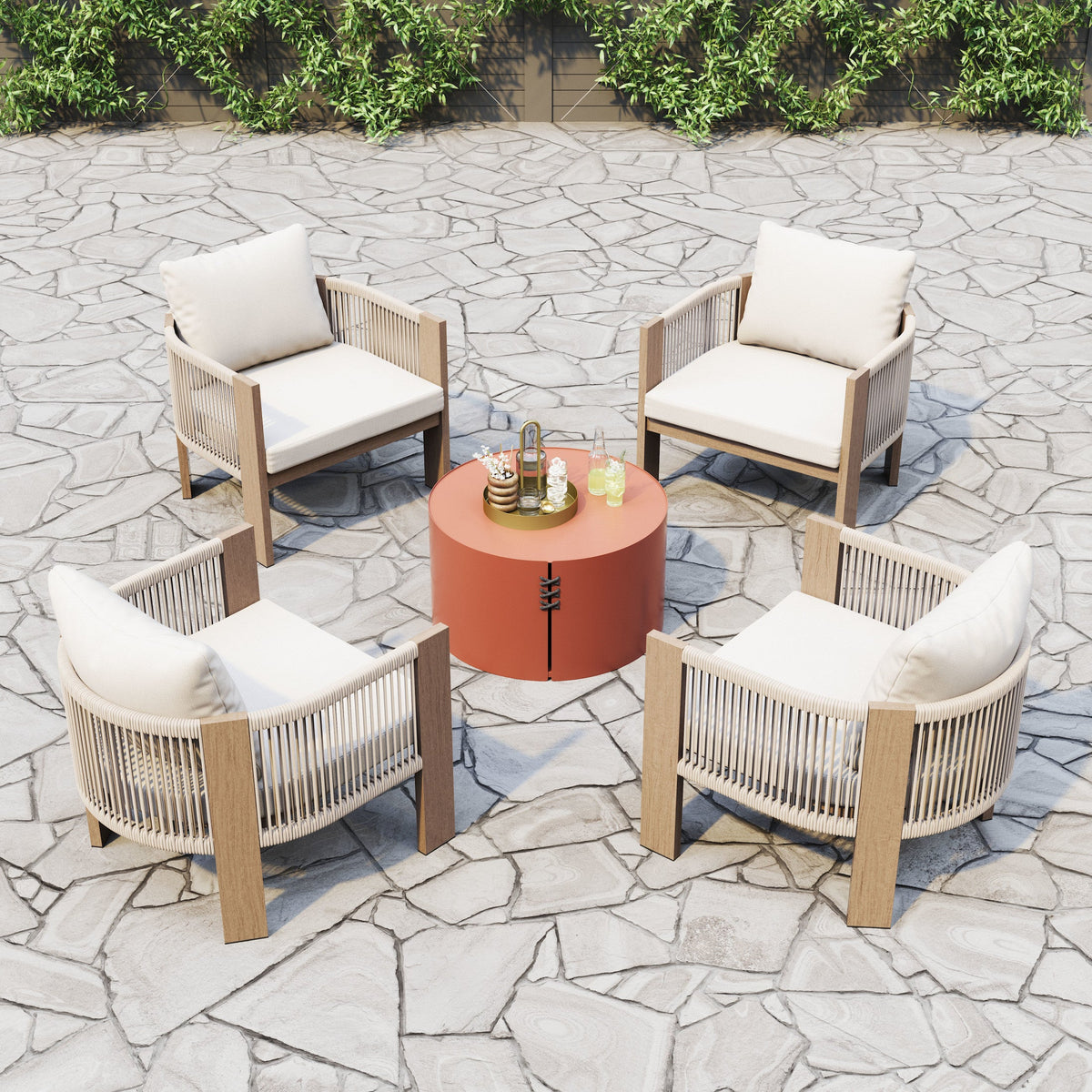 Rebel Outdoor Patio Accent Chair, Beige