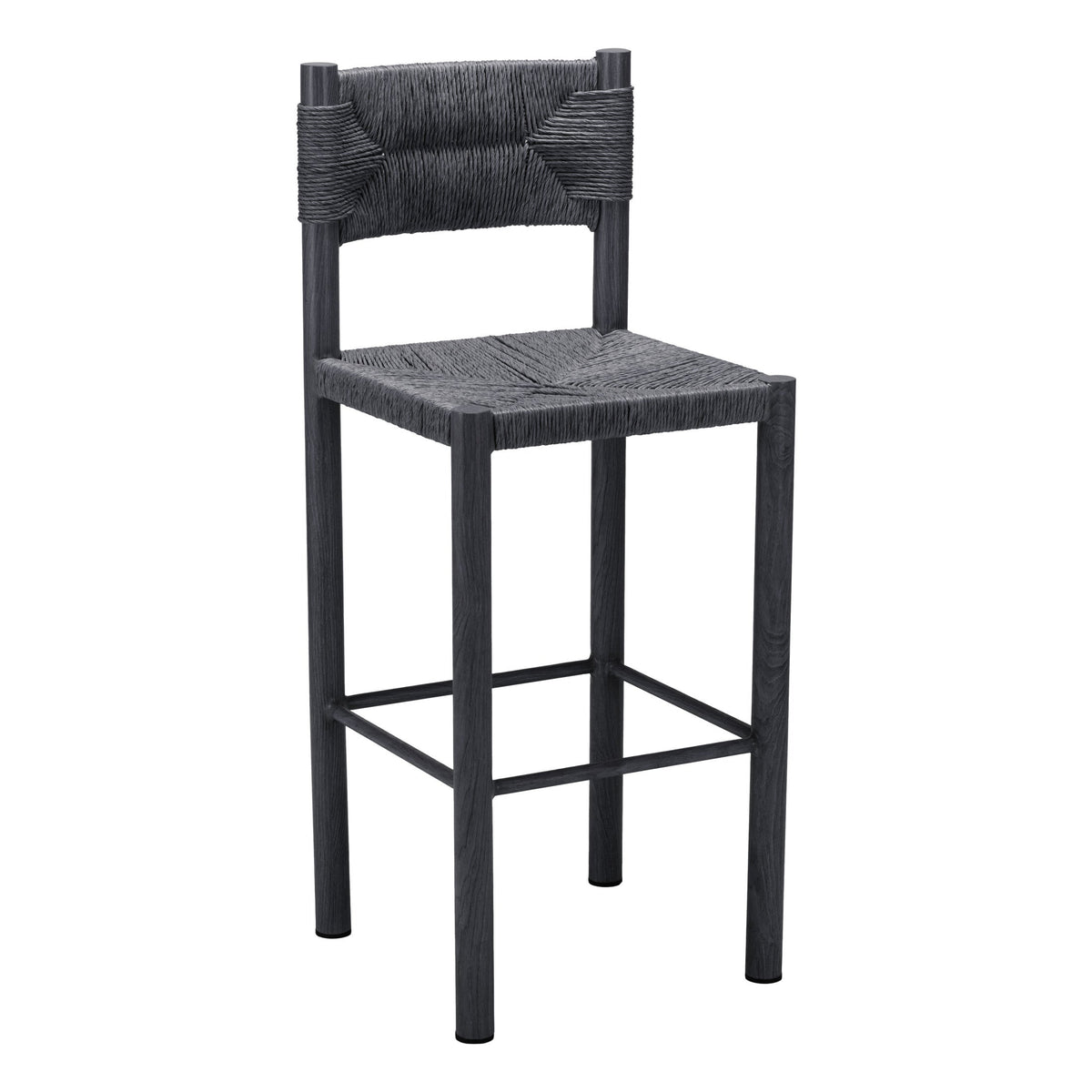 Iska Outdoor Patio Barstool, Set of 2, Black