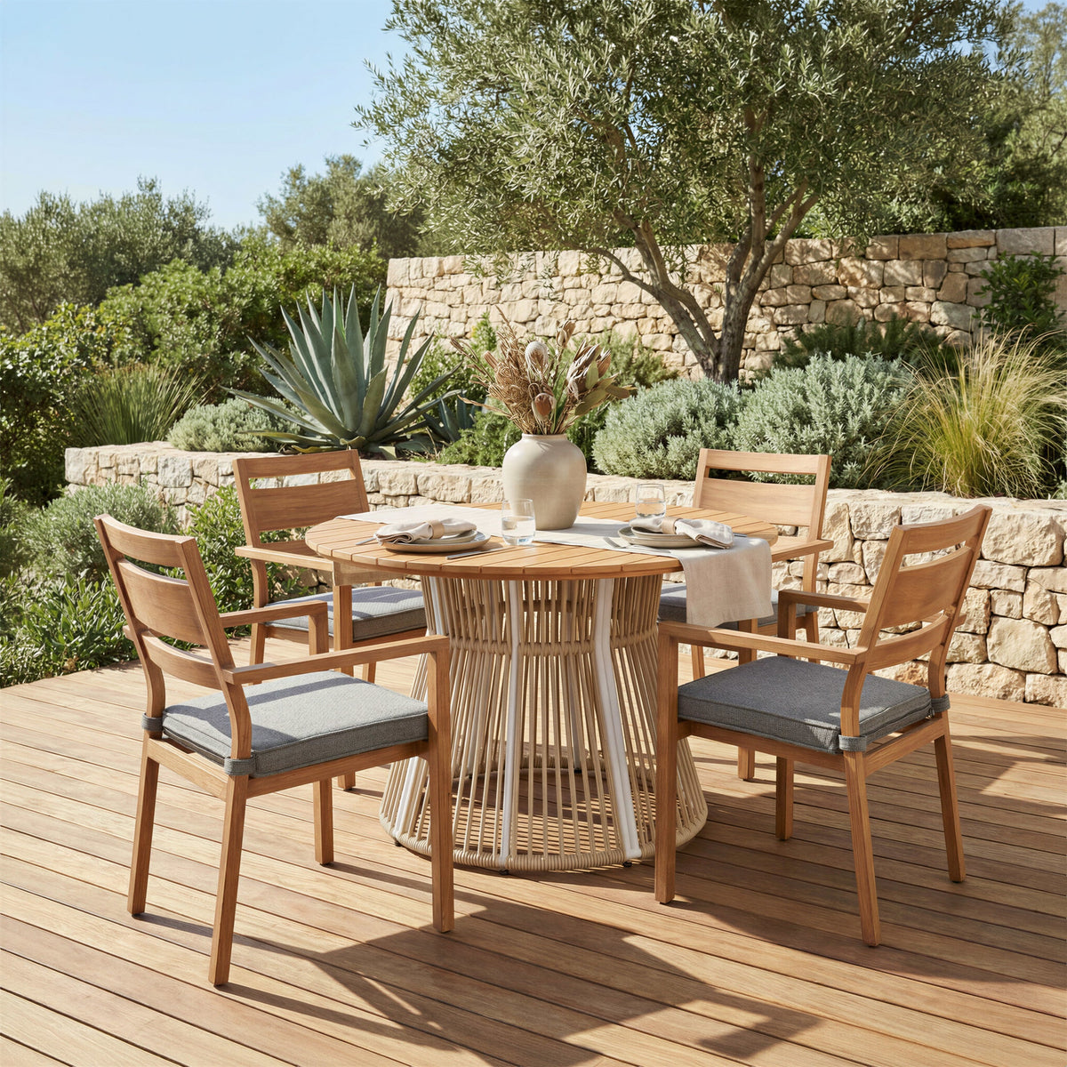 Rader Outdoor Patio Dining Chair, Set of 2, Natural