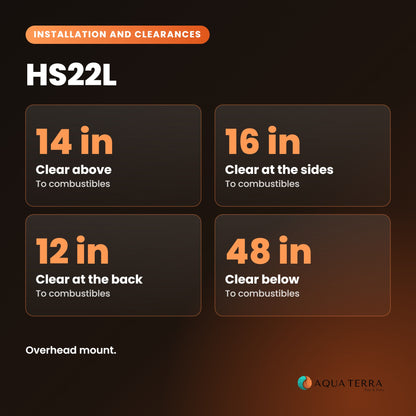 Heatstar HS22L, installation and clearances