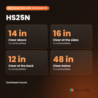 Heatstar HS25N, installation and clearances