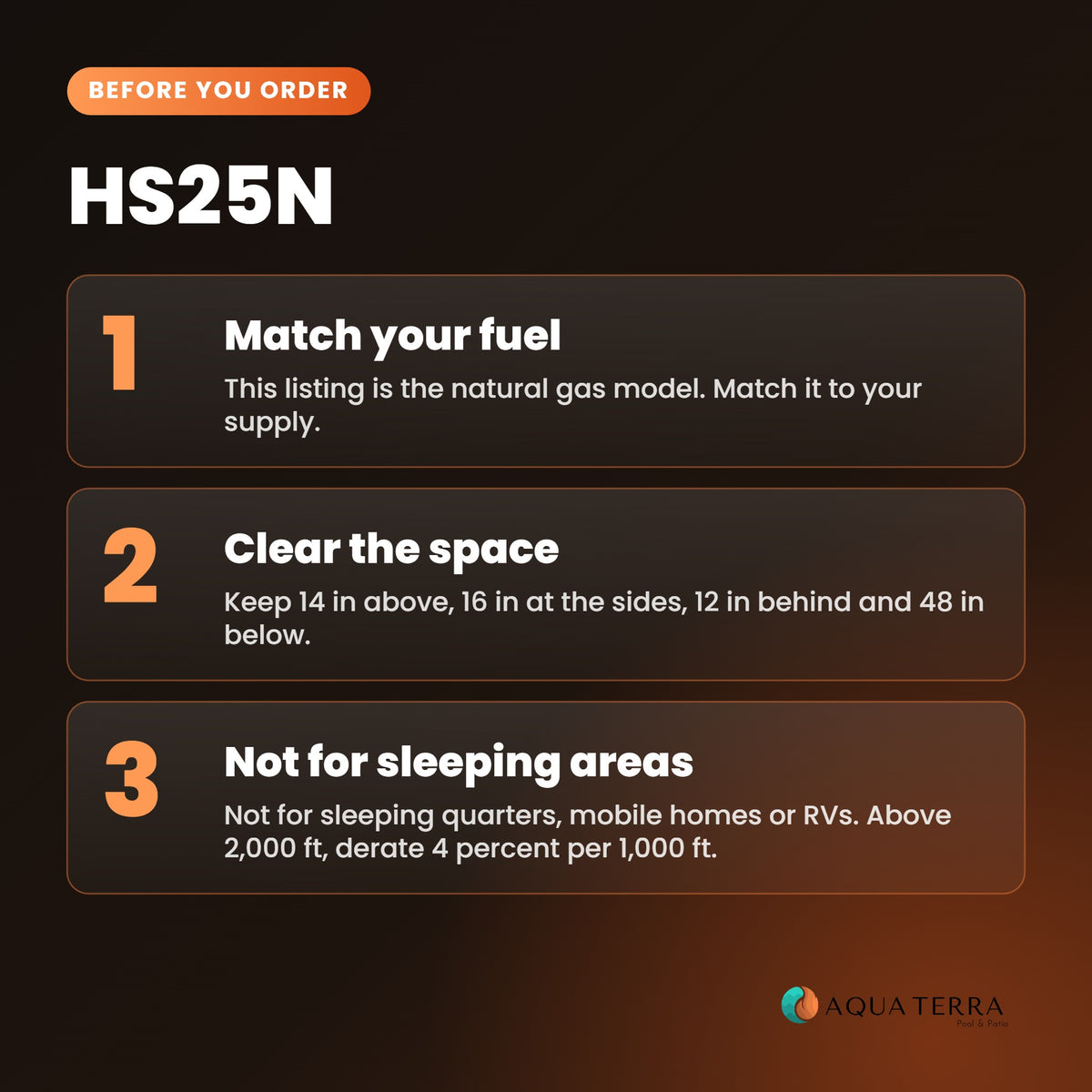 Heatstar HS25N, before you order