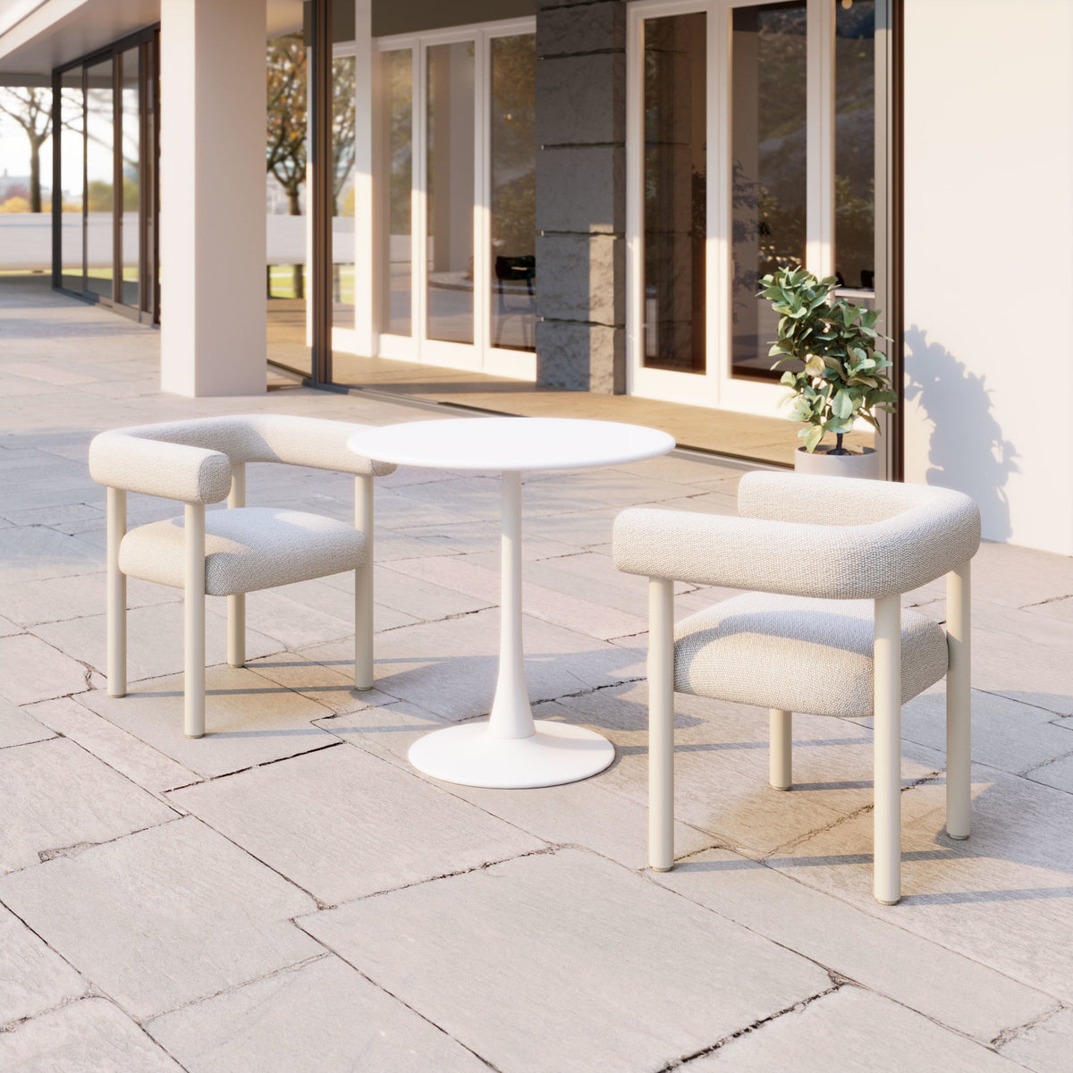 Sunbath Outdoor Patio Dining Chair, Set of 2, White