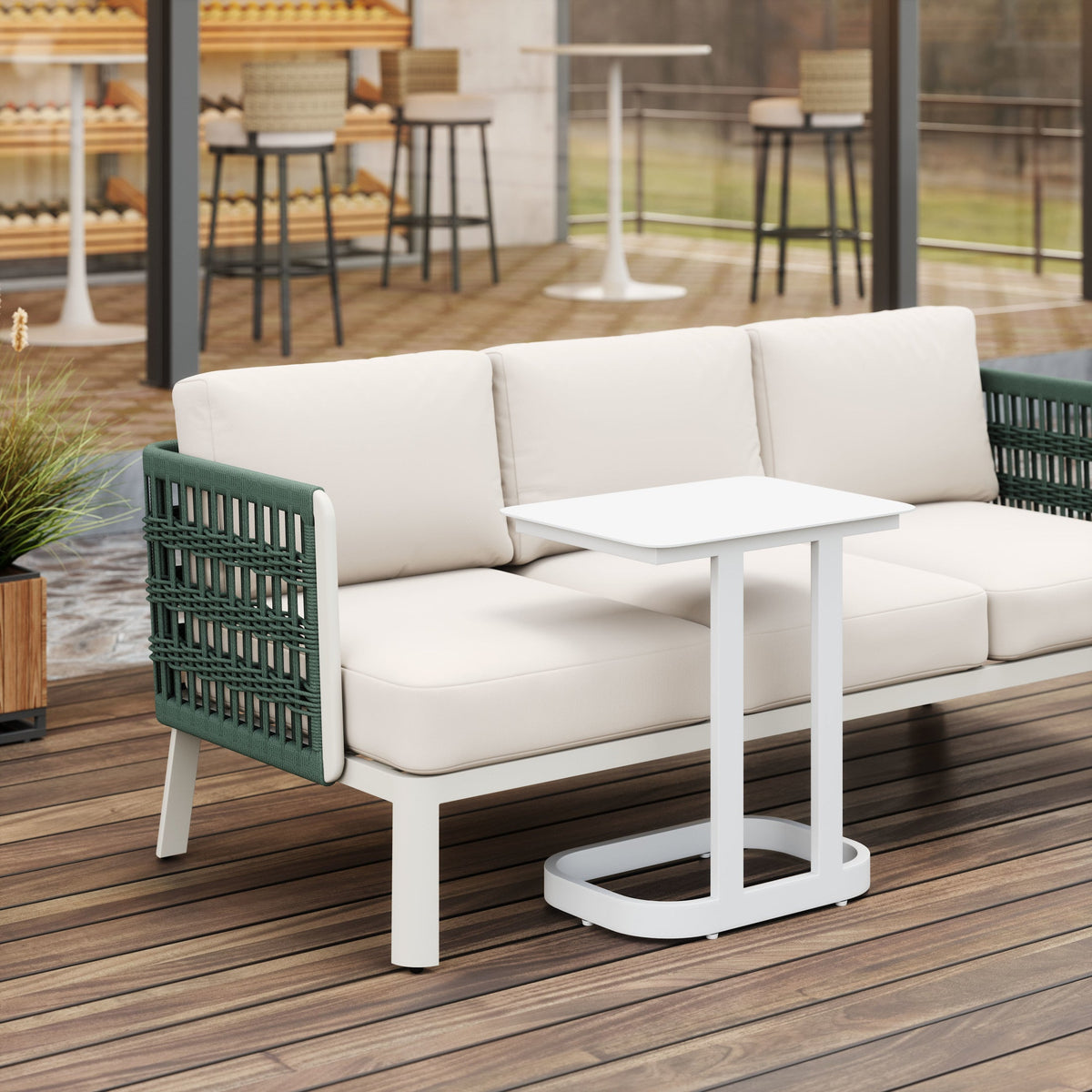 Friss Outdoor Patio End Table, White