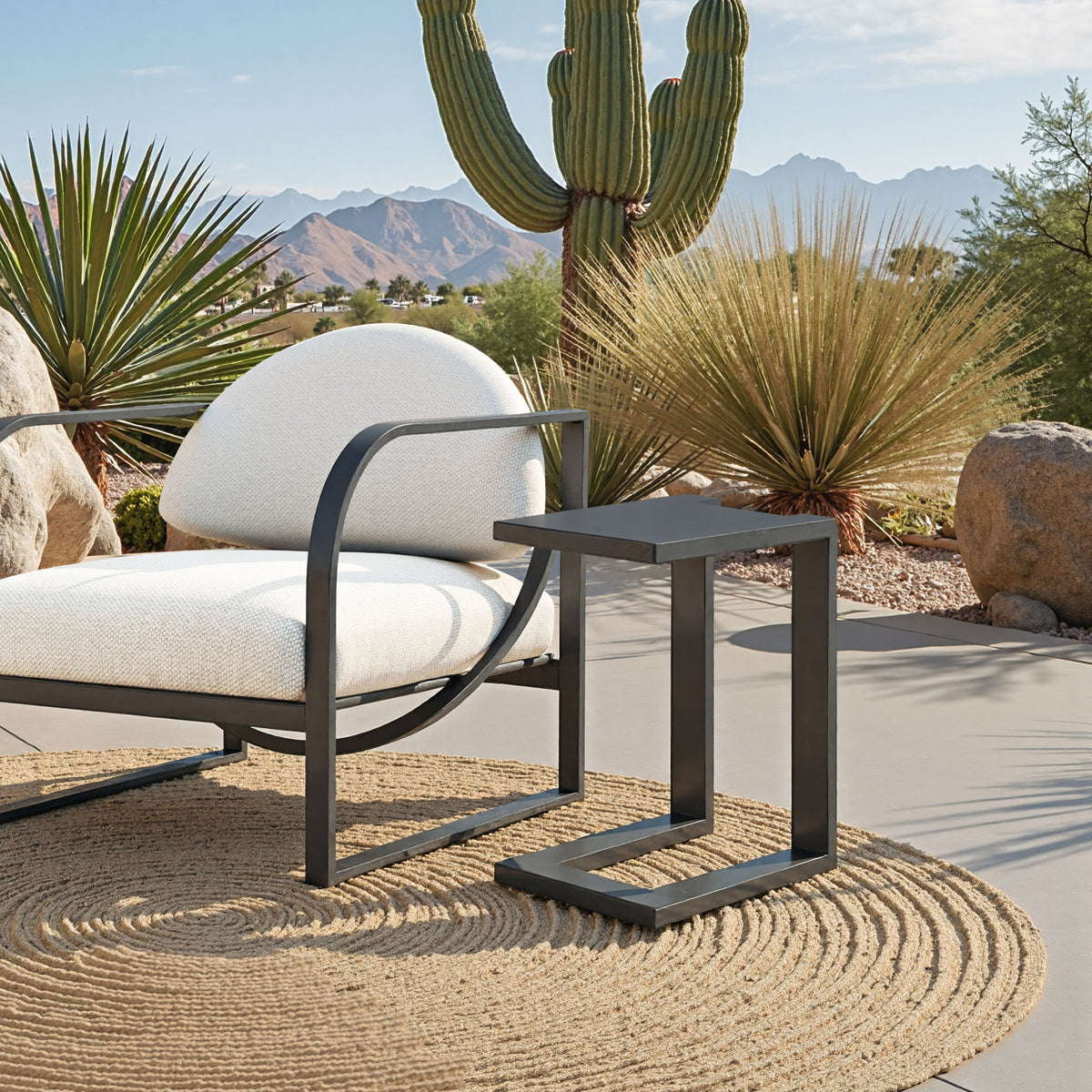 Tudi Outdoor Patio Side Table, Black