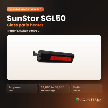 Sunstar Radiant Patio Heater, 50,000-34,000 BTU, Propane, Switch Control, model SGL50-L7, view 2