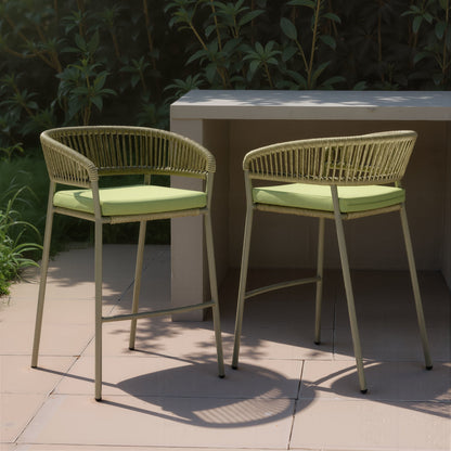 Skye Outdoor Patio Barstool, Set of 2, Green