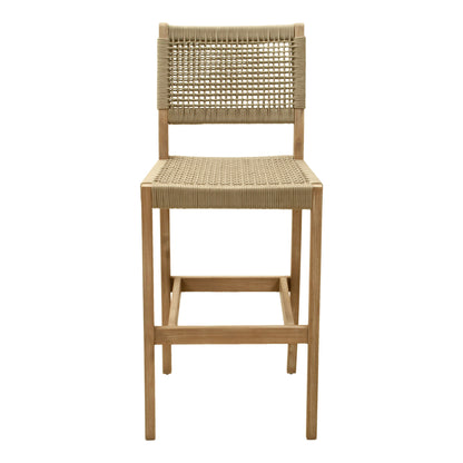 Corde Outdoor Patio Barstool, Beige