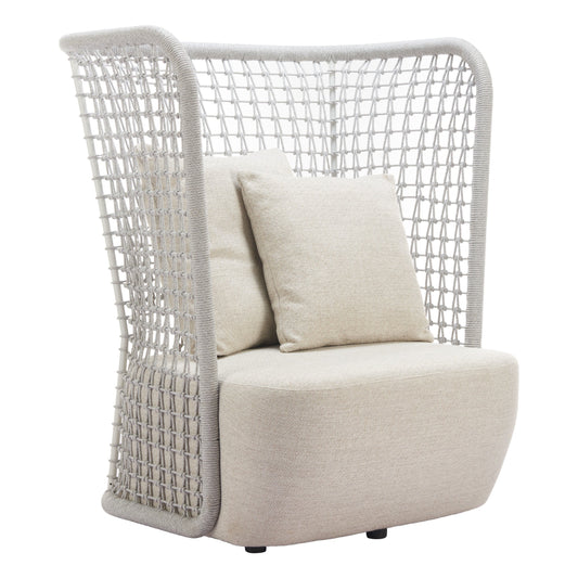 Hudu Outdoor Patio Accent Chair, Beige