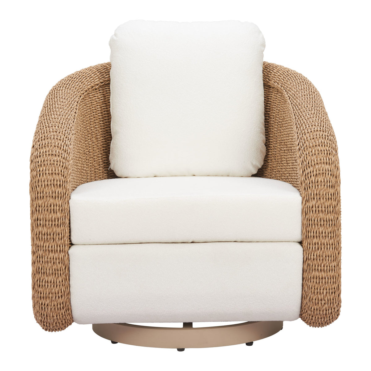 Solara Outdoor Patio Swivel Chair, Ivory