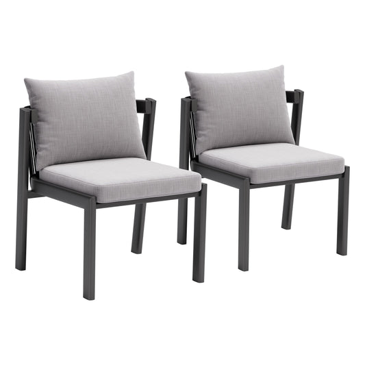 Horizon Outdoor Patio Dining Chair, Set of 2, Gray