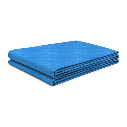 Tara Shade DeLux replacement canopy folded, in Laguna Blue, shown on a white background