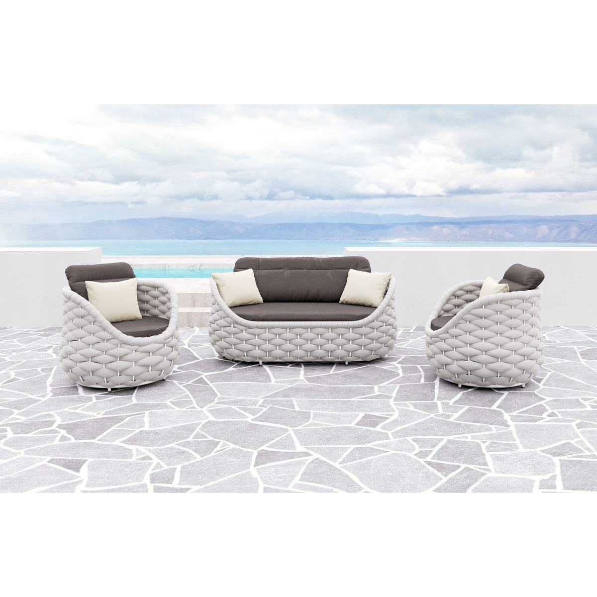 Coral Reef Outdoor Patio Loveseat, Gray