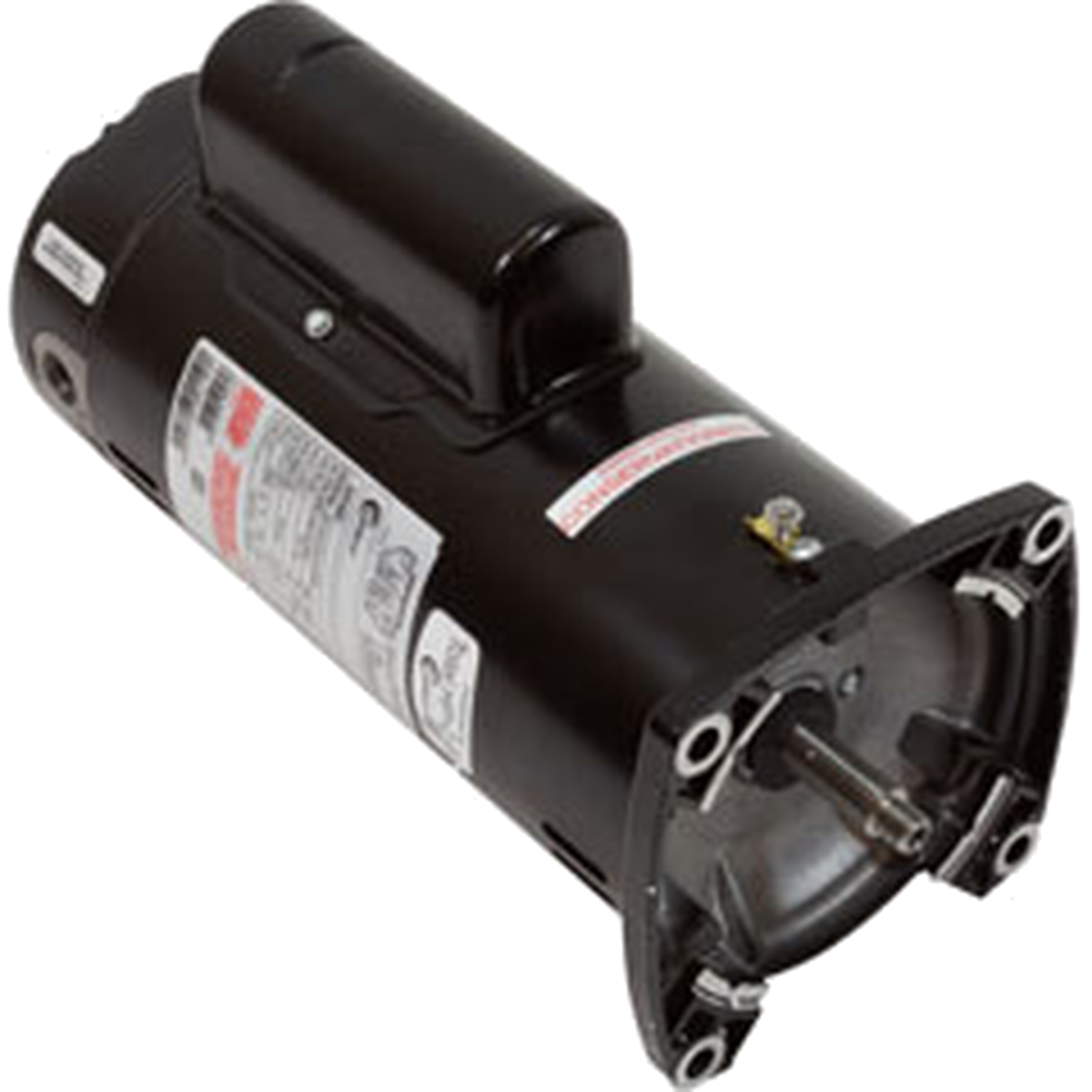 Century SQS1202R 2 HP two-speed square flange pool pump motor, front three-quarter view showing the 48Y square flange mount