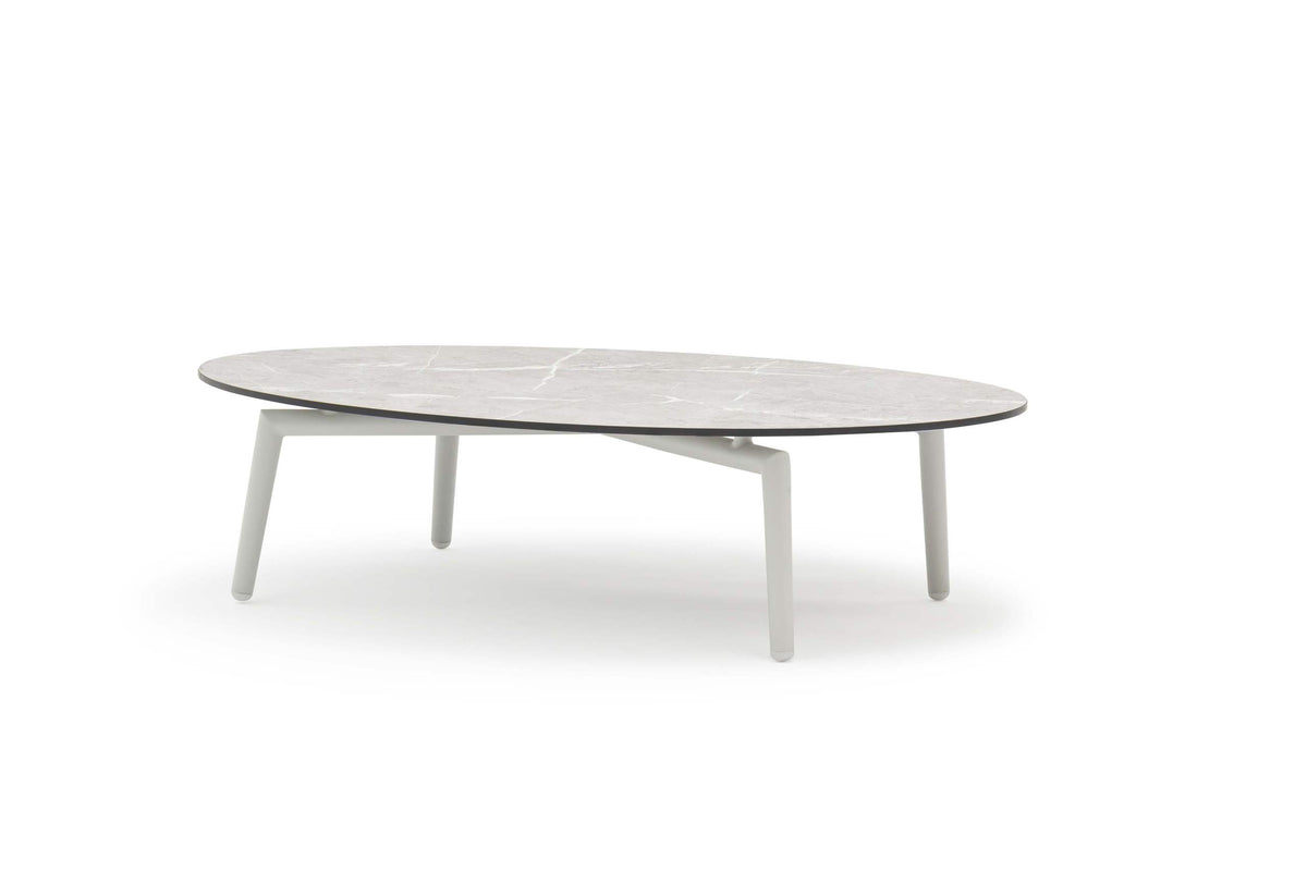 COUTURE Jardin Scoop Coffee Table in Light Grey Aluminum / Oyster Marble HPL
