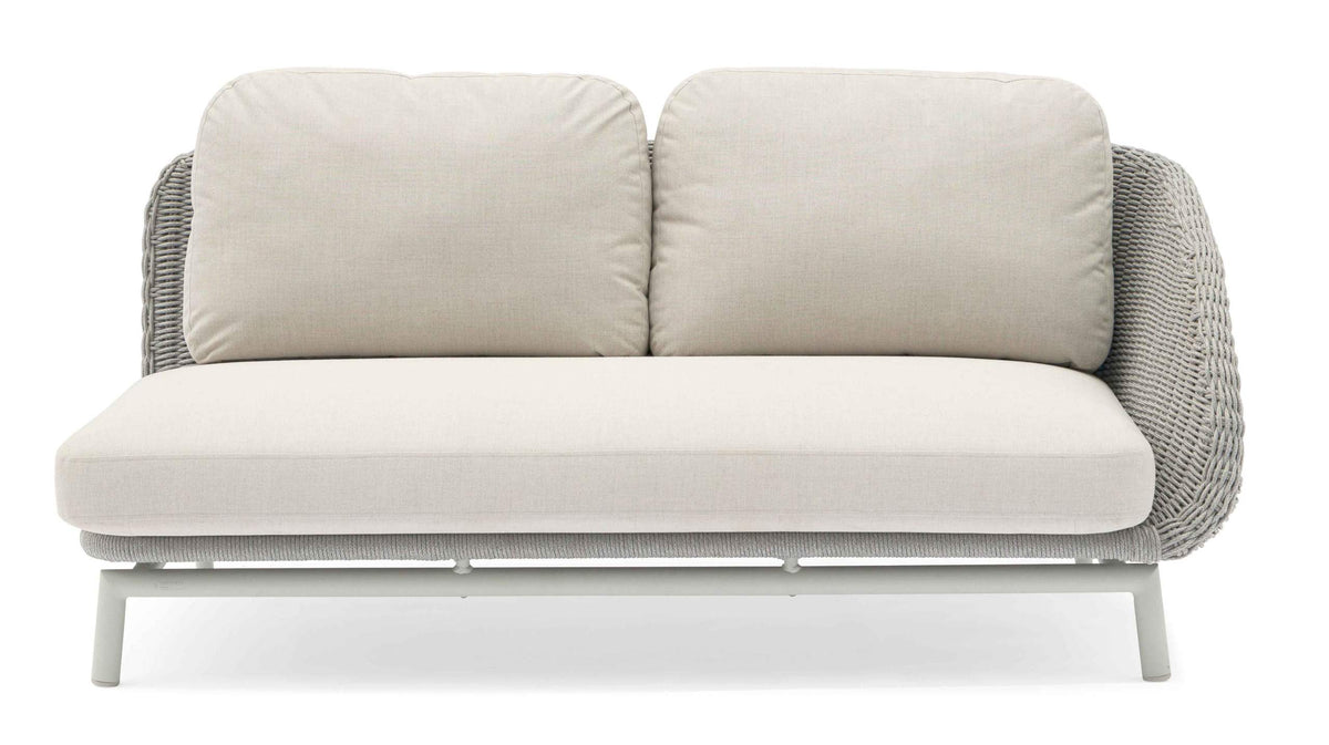 COUTURE Jardin Scoop Left Hand Sofa in Light Grey Aluminum / Silver Rope