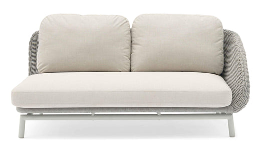 COUTURE Jardin Scoop Left Hand Sofa in Light Grey Aluminum / Silver Rope