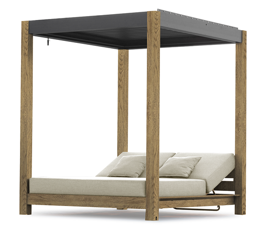 COUTURE Jardin Sky Cabana with Moving Louvers, Oak Top in Oak