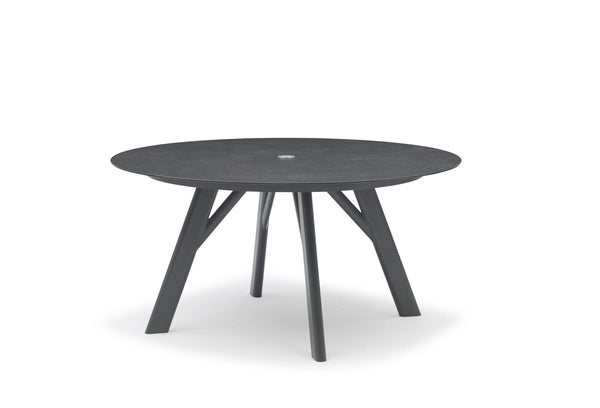 COUTURE Jardin Yes Round Dining Table, HPL Top in Anthracite Aluminum
