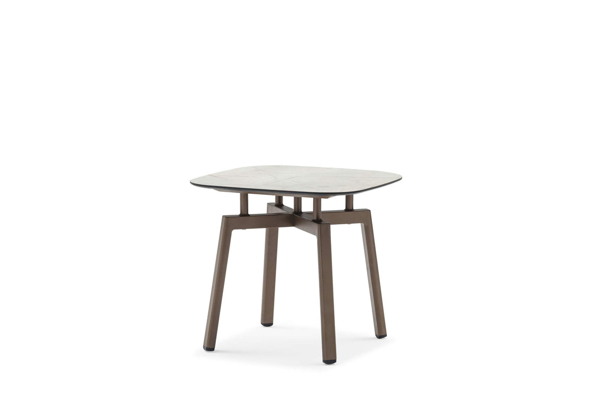 COUTURE Jardin Enjoy Side Table in Bronze Aluminum / Oyster Marble