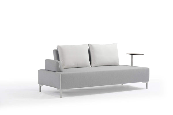 COUTURE Jardin Flexi Sofa with One Arm and Side Table in Upholstered Structure / White Aluminum