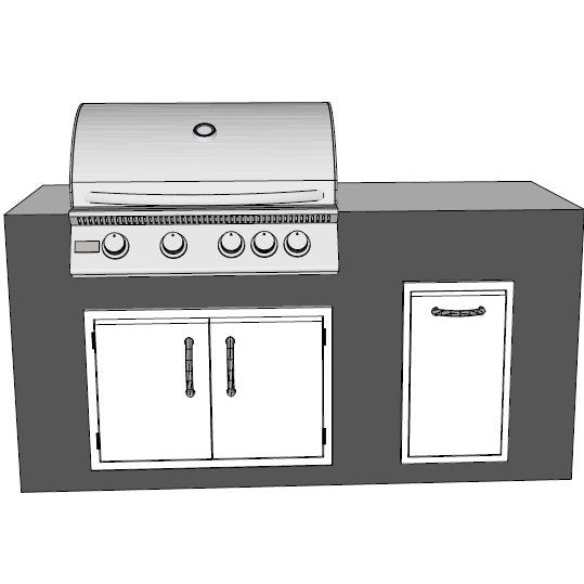 Complete Outdoor Kitchen Islands COPI6-3L-CV-SC 6 foot grill island with Copper Vein aluminum and Santa Cecilia granite