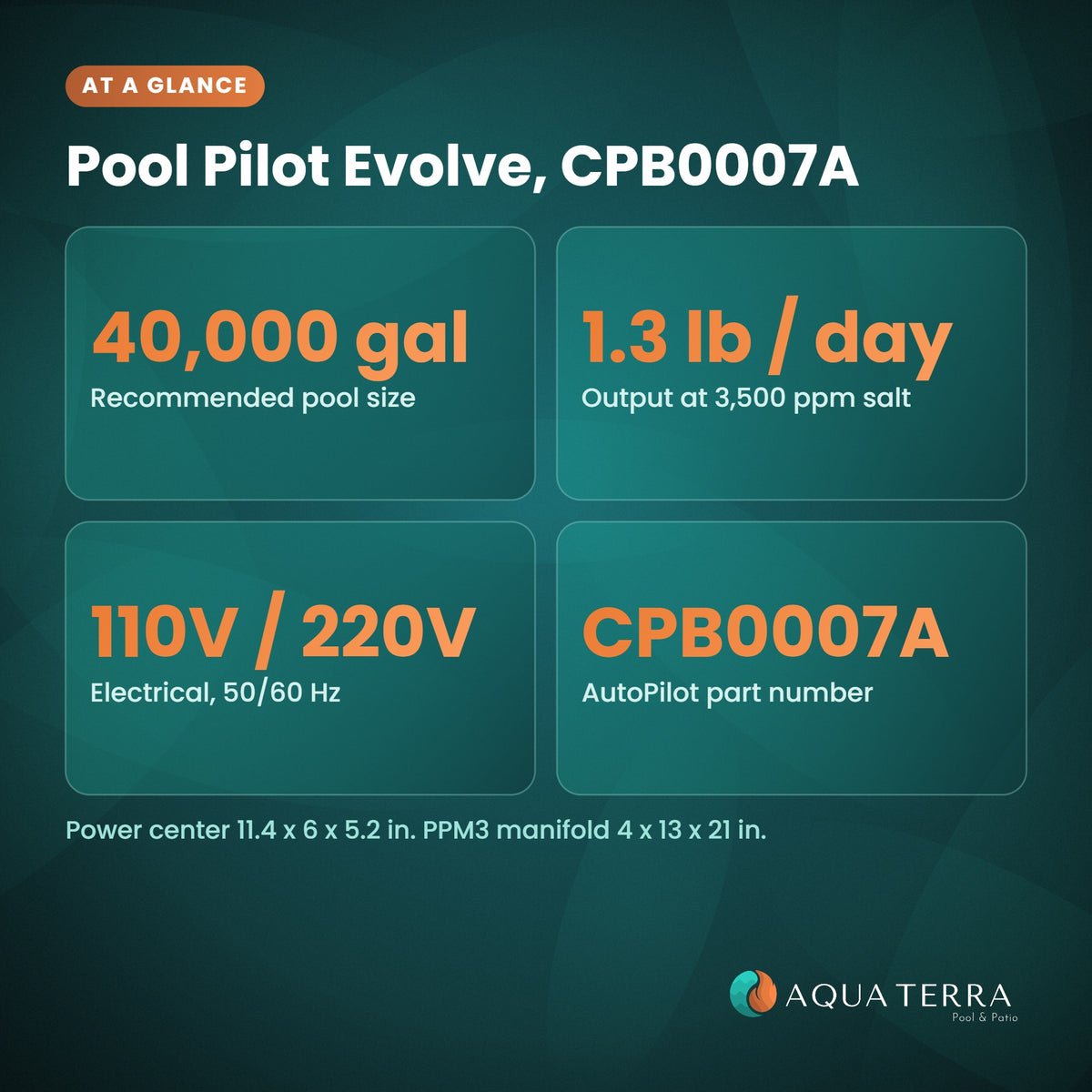 Pool Pilot Evolve CPB0007A specifications at a glance