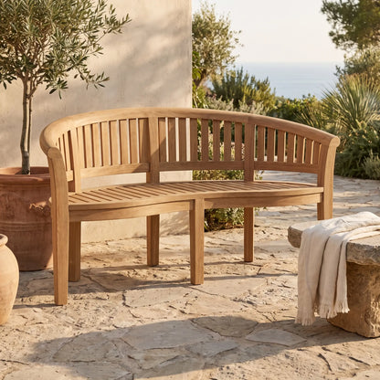 Anderson Teak Curve 3 Seater Bench Extra Thick Wood