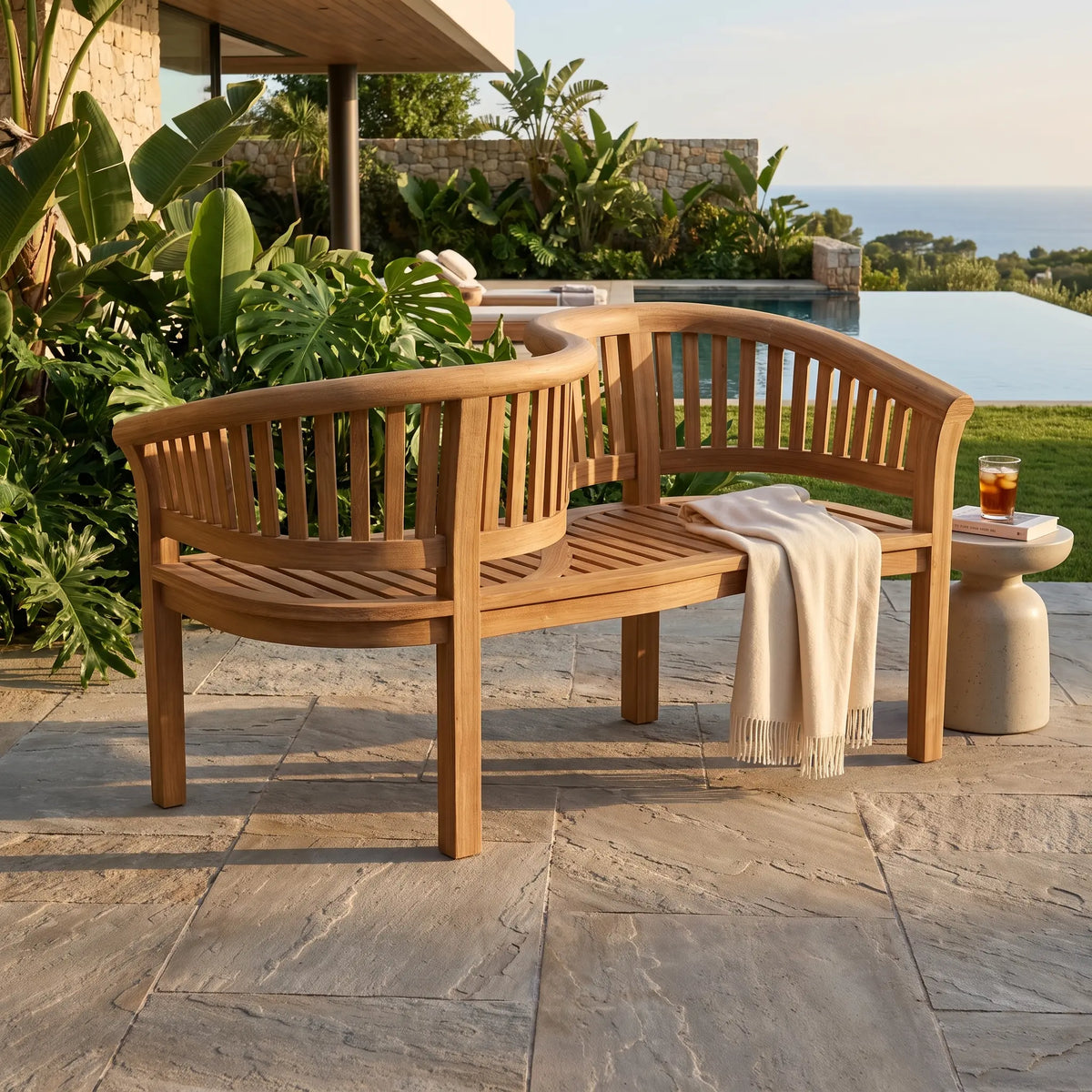 Anderson Teak Curve Love Seat 59"W 28"D 32"H