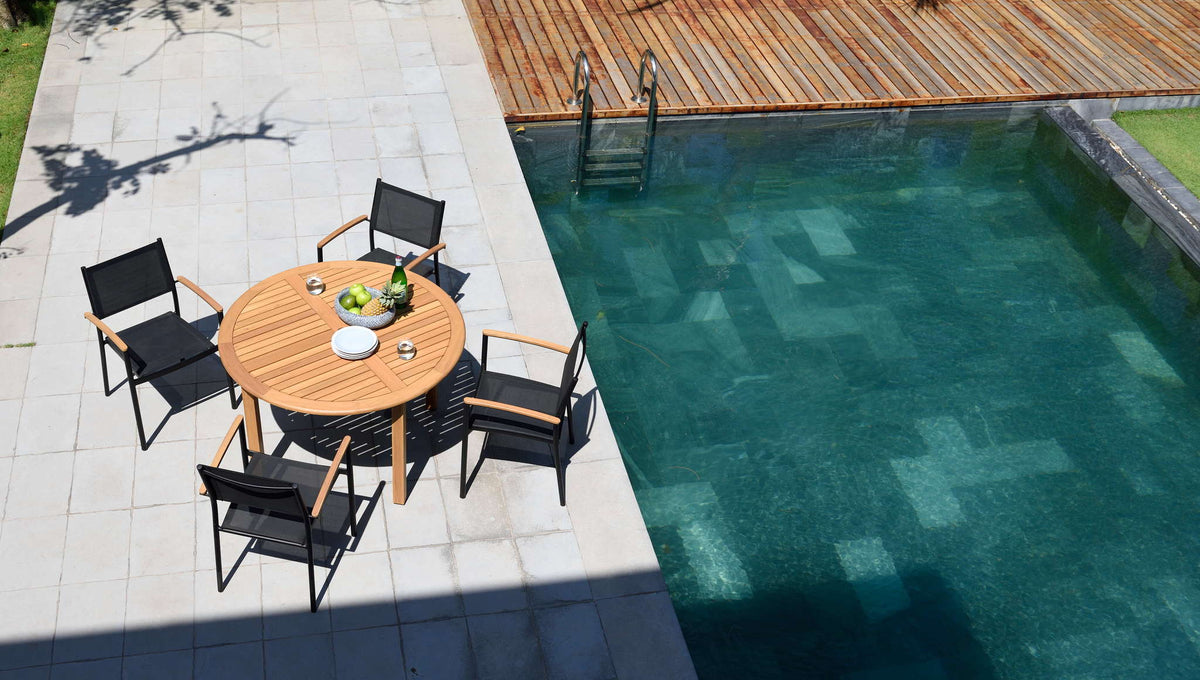 Amazonia Oldbury Eucalyptus Round Outdoor Dining Table, 47 Inch