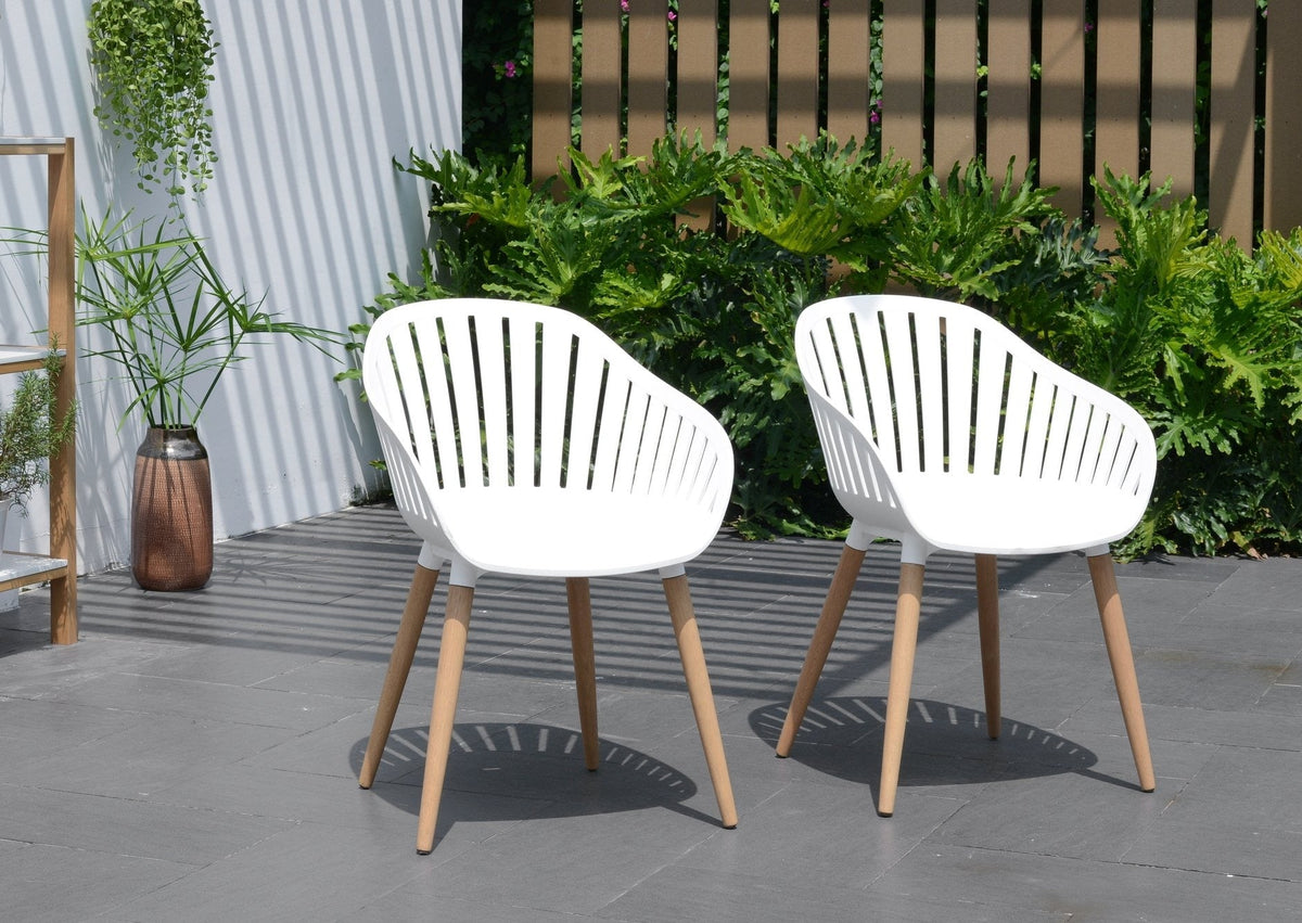 LifestyleGarden Nassau Resin and Hardwood Outdoor Dining Chairs, Set of 4