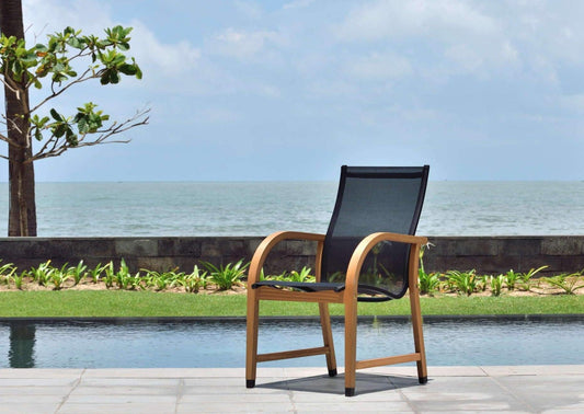 Amazonia Manhattan Outdoor Dining Armchairs, Black, Set of 4