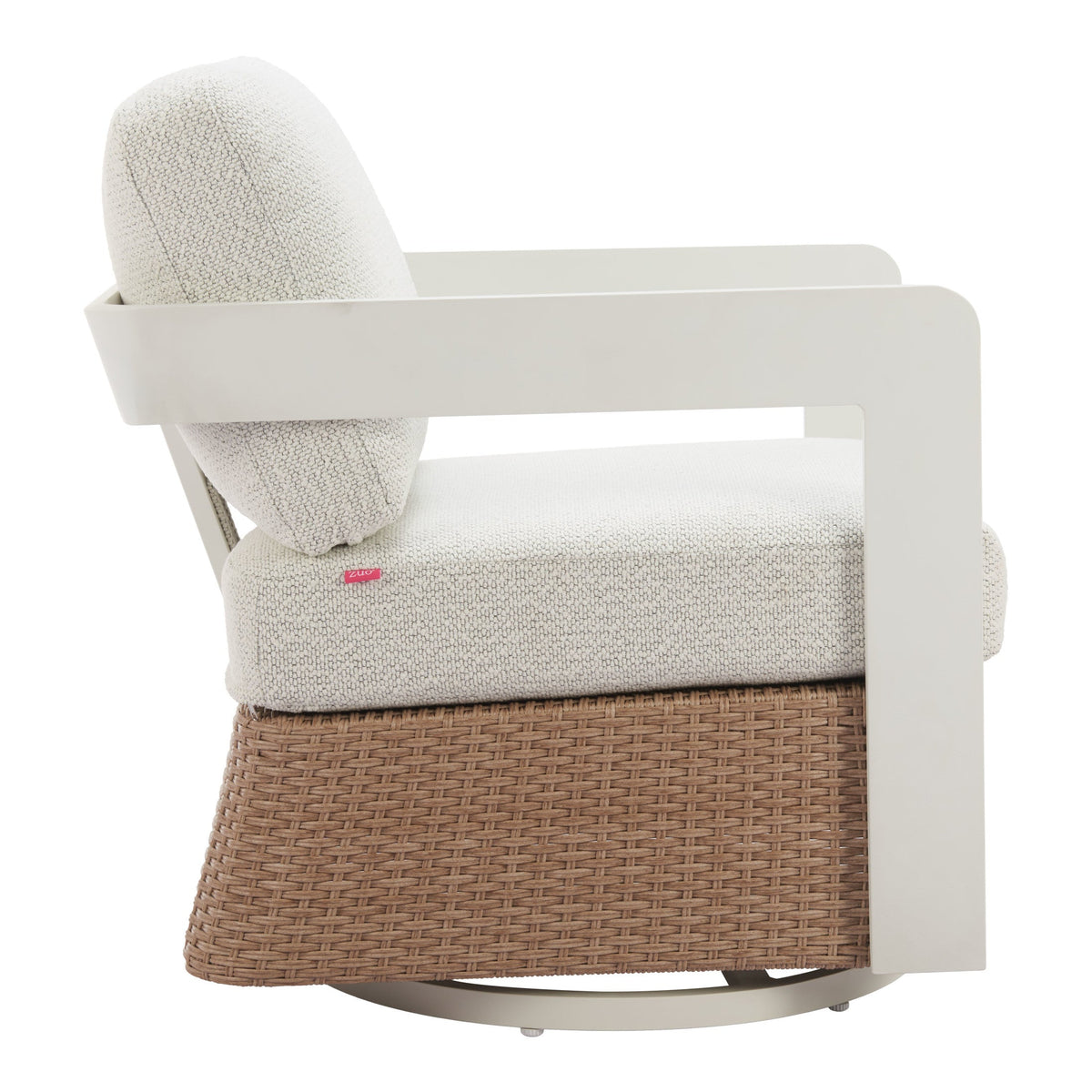 Gelo Outdoor Patio Swivel Chair, White & Brown