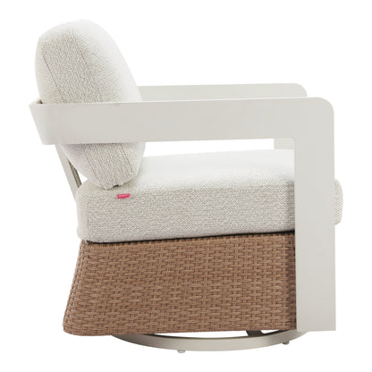 Gelo Outdoor Patio Swivel Chair, White & Brown