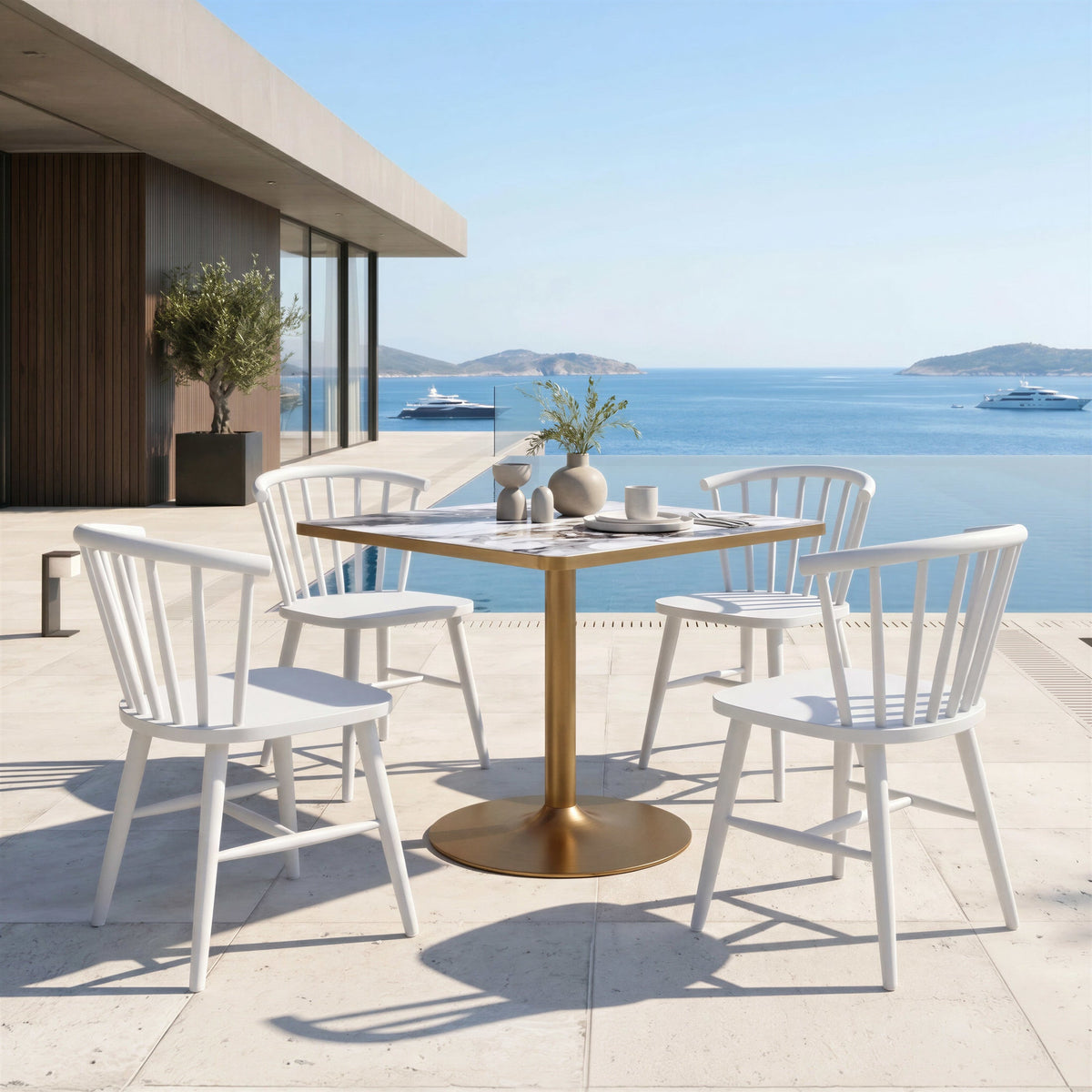 Shio Outdoor Patio Dining Chair, White