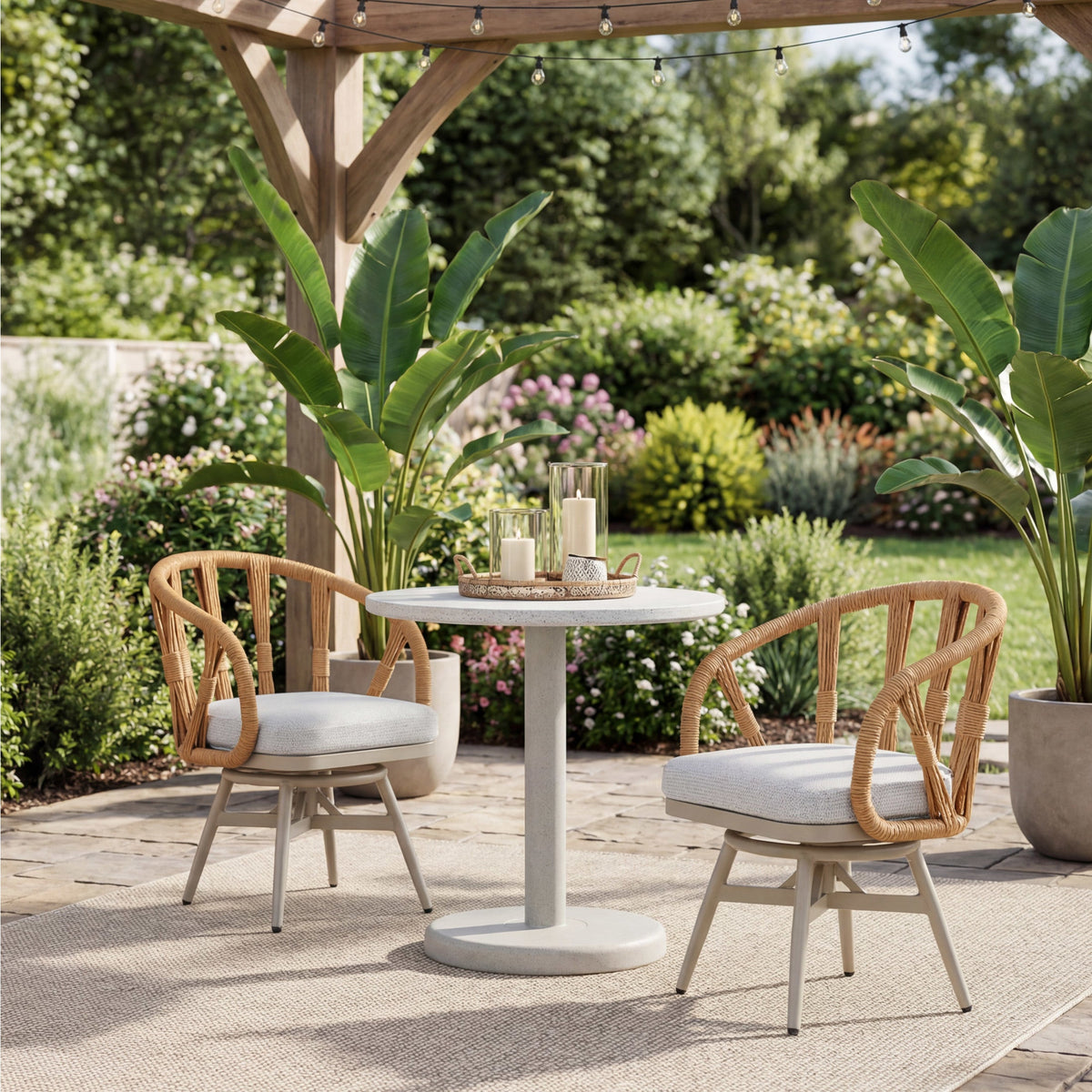 Liora Outdoor Patio Bistro Table, White