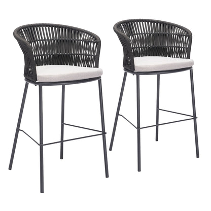 Freycinet Outdoor Patio Barstool, Set of 2, Black