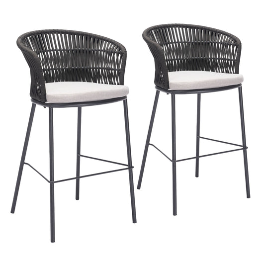 Freycinet Outdoor Patio Barstool, Set of 2, Black