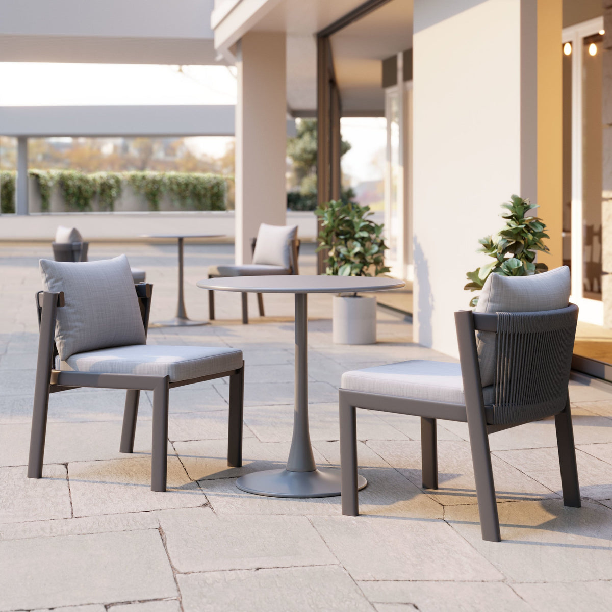 Horizon Outdoor Patio Dining Chair, Set of 2, Gray