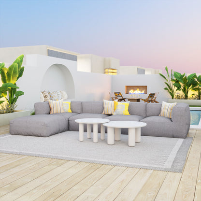 Ola Outdoor Patio Coffee Table Set, 2-Piece, White
